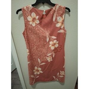 Tommy Bahama Large Coral Floral Silk Sleeveless Keyhole‎ Back Tropical Dress